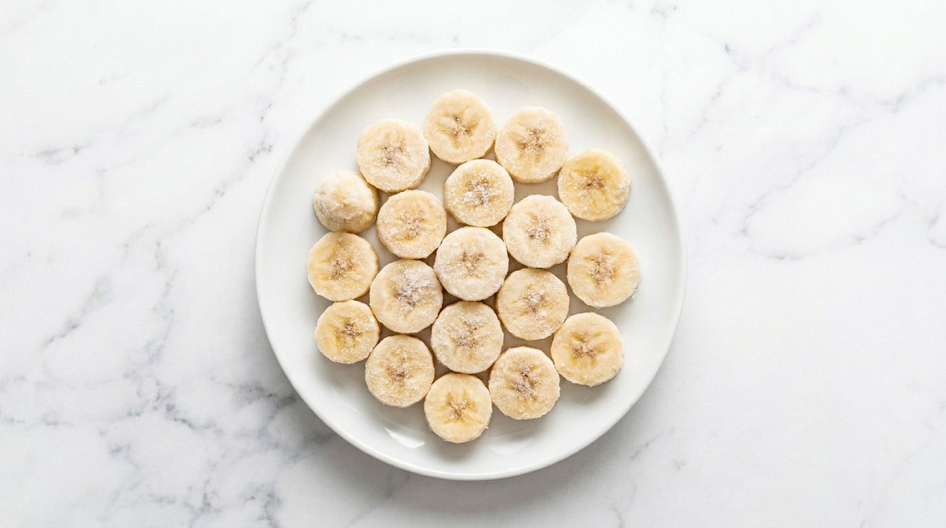 Stap 1: Snijd de bananen in plakjes en vries ze minimaal 4 uur in.