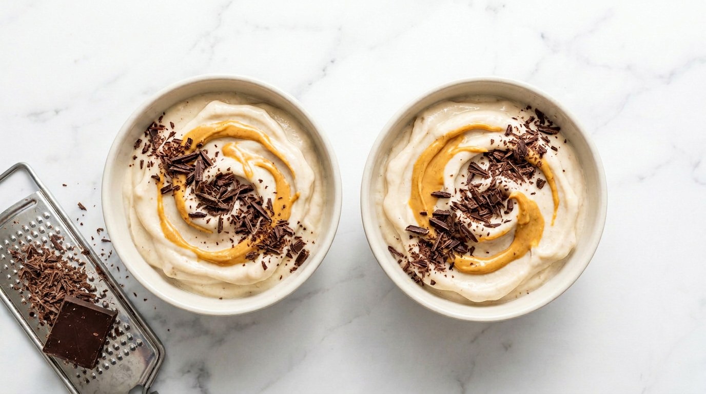 Stap 4: Schep in kommetjes en rasp er pure chocolade over.