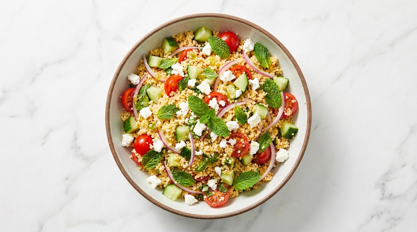 Stap 4: Verkruimel de feta erover en maak af met verse munt.