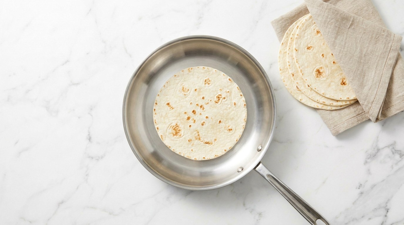 Stap 4: Verwarm de wraps kort in een droge koekenpan.