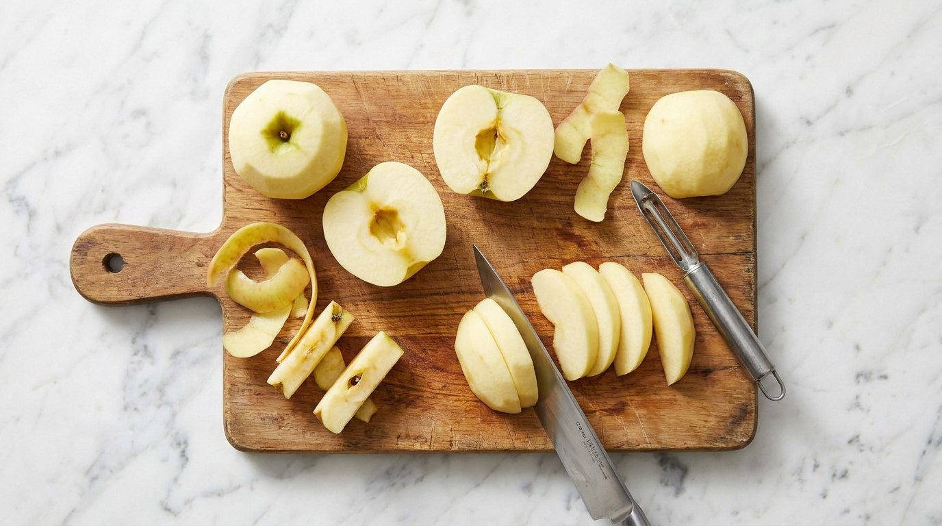 Stap 1: Schil de appels, verwijder het klokhuis en snijd ze in partjes.