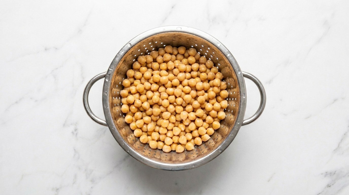Stap 1: Laat de kikkererwten uitlekken en spoel ze af.