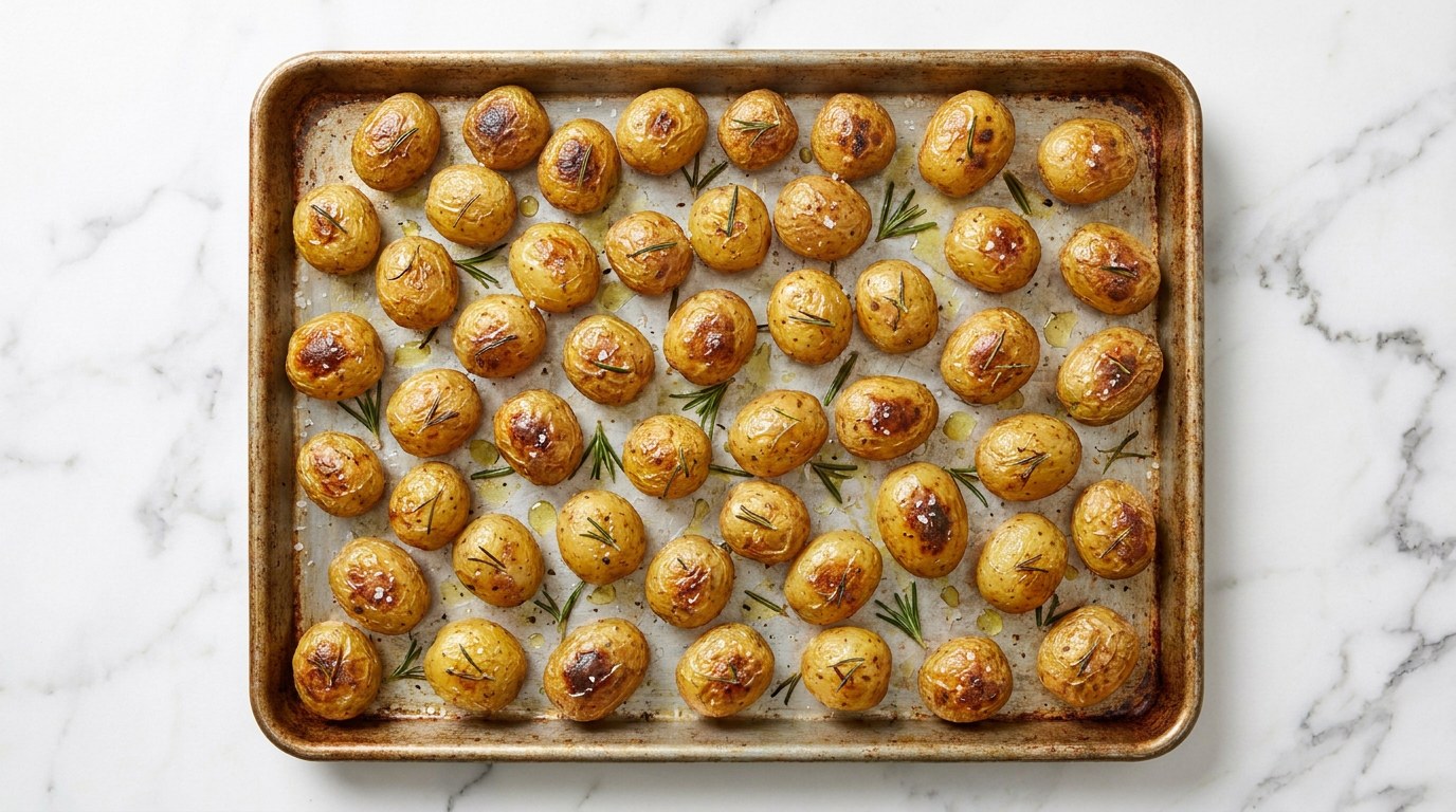 Stap 1: Verwarm de oven voor op 200 graden en rooster de krieltjes 25 minuten met olijfolie.