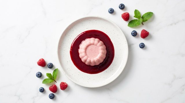 Griesmeelpudding met Bessensap