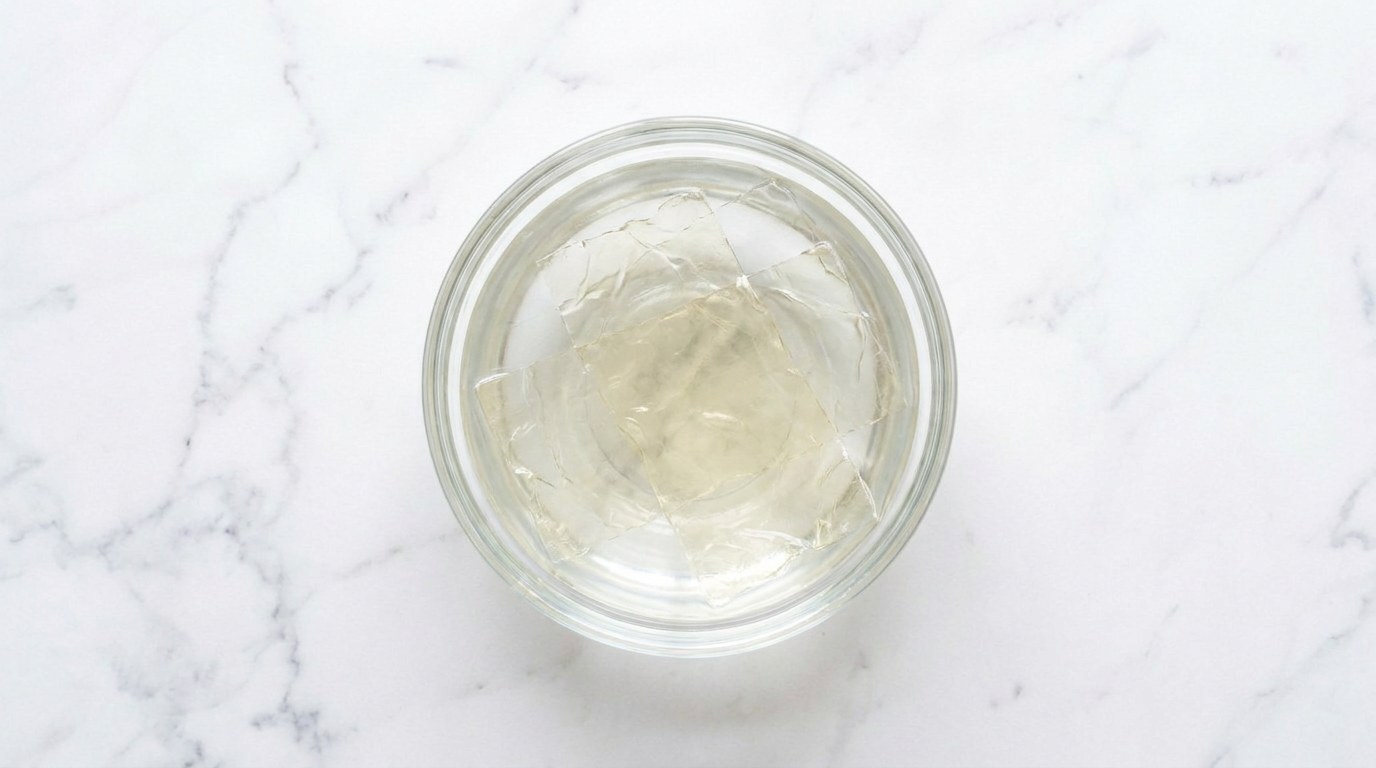 Stap 1: Week de gelatineblaadjes 5 minuten in koud water.