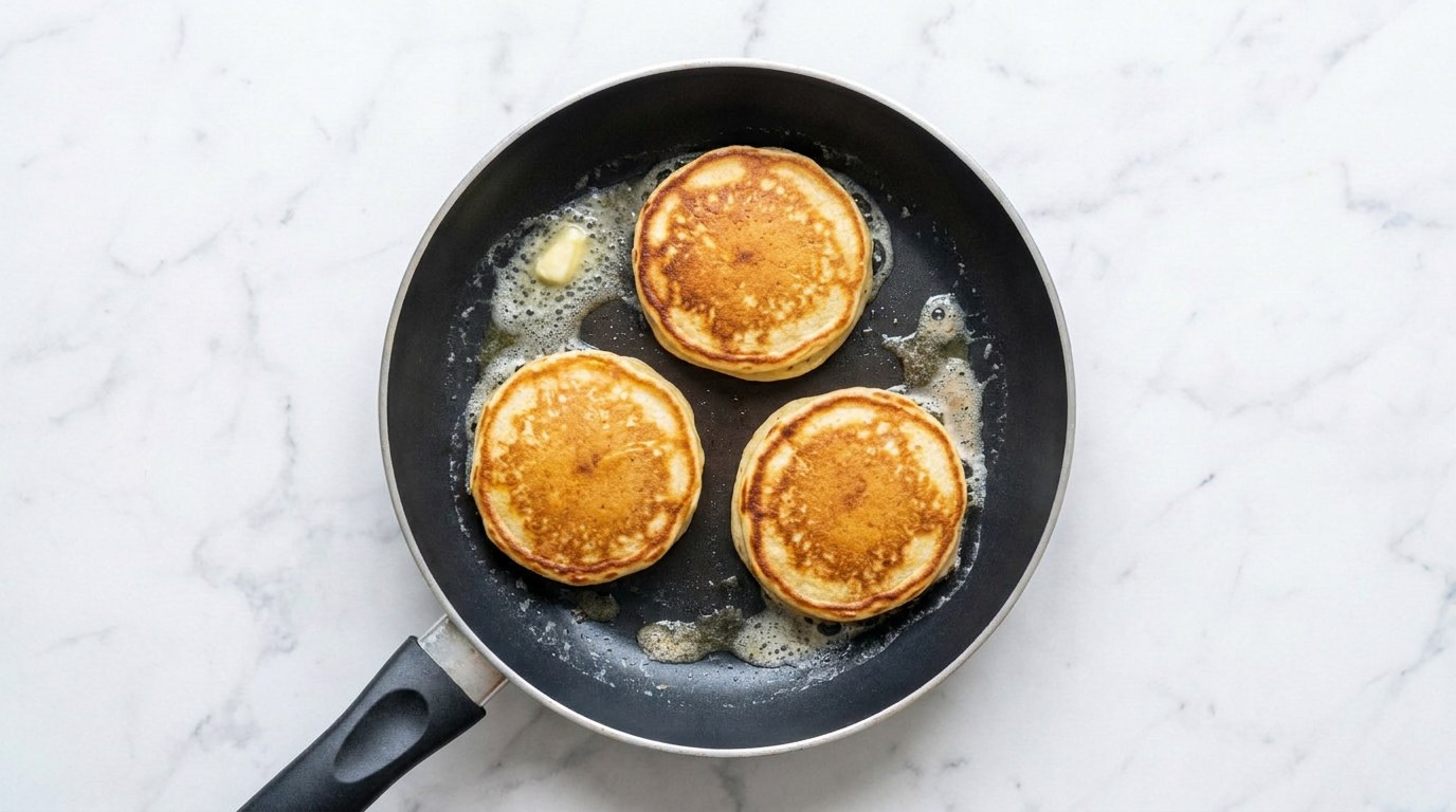 Stap 3: Bak kleine dikke pannenkoekjes in boter, 3 minuten per kant op middelhoog vuur.