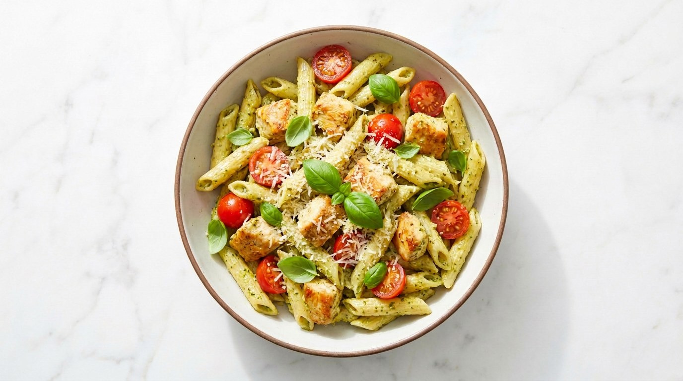 Stap 5: Meng de afgegoten pasta door de saus, breng op smaak met zout en peper. Serveer met geraspte Parmezaanse…
