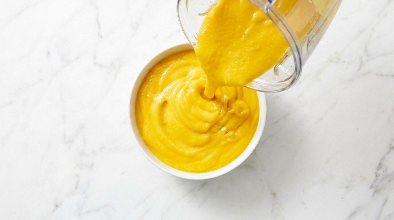 Stap 2: Mix tot een dikke, gladde smoothie en schep hem in een kom.