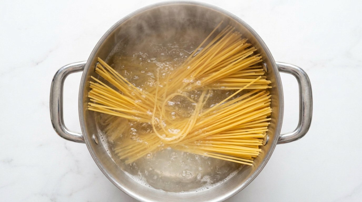 Stap 4: Kook ondertussen de spaghetti beetgaar volgens de verpakking.