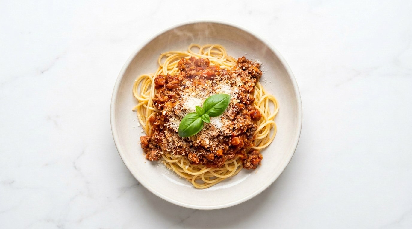 Stap 5: Serveer de saus over de spaghetti met een flinke hand geraspte Parmezaan.