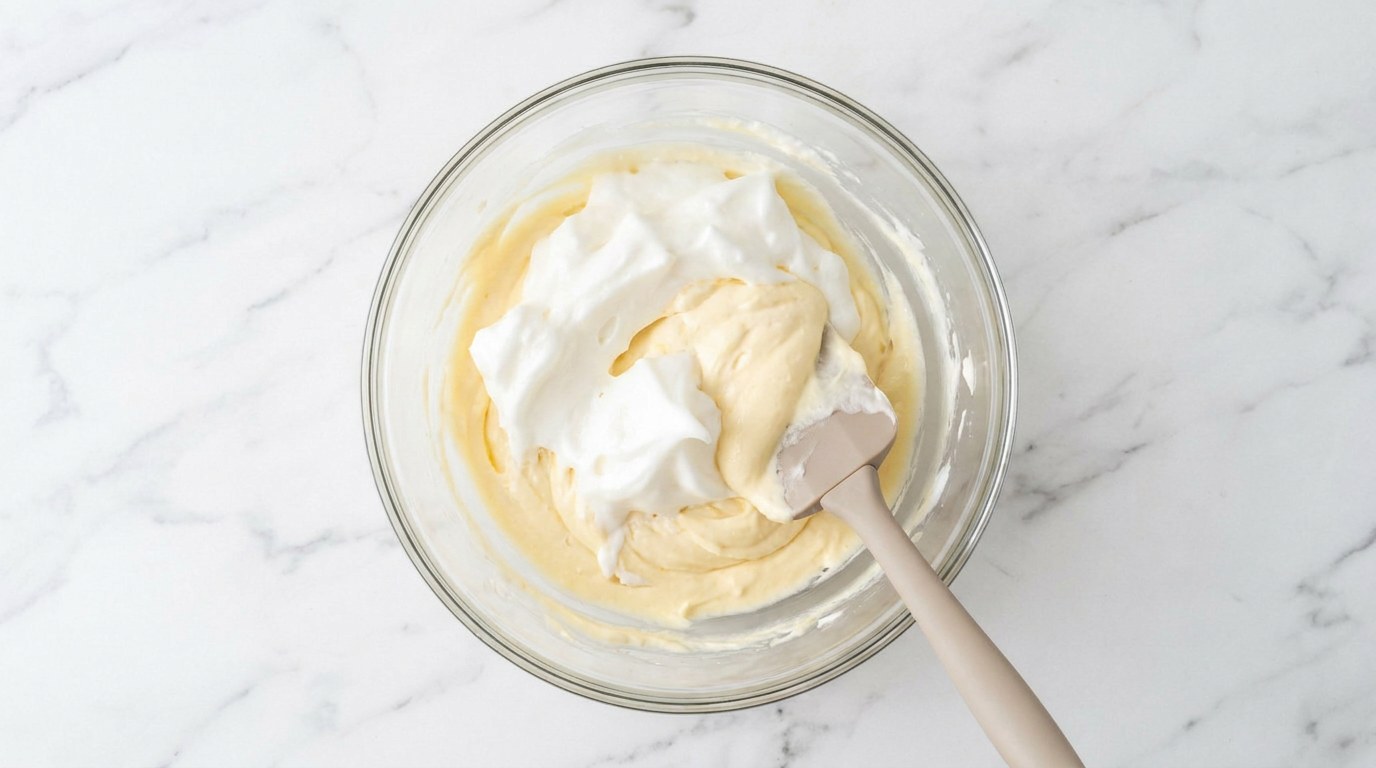 Stap 3: Klop de eiwitten stijf en spatel ze voorzichtig door de creme.