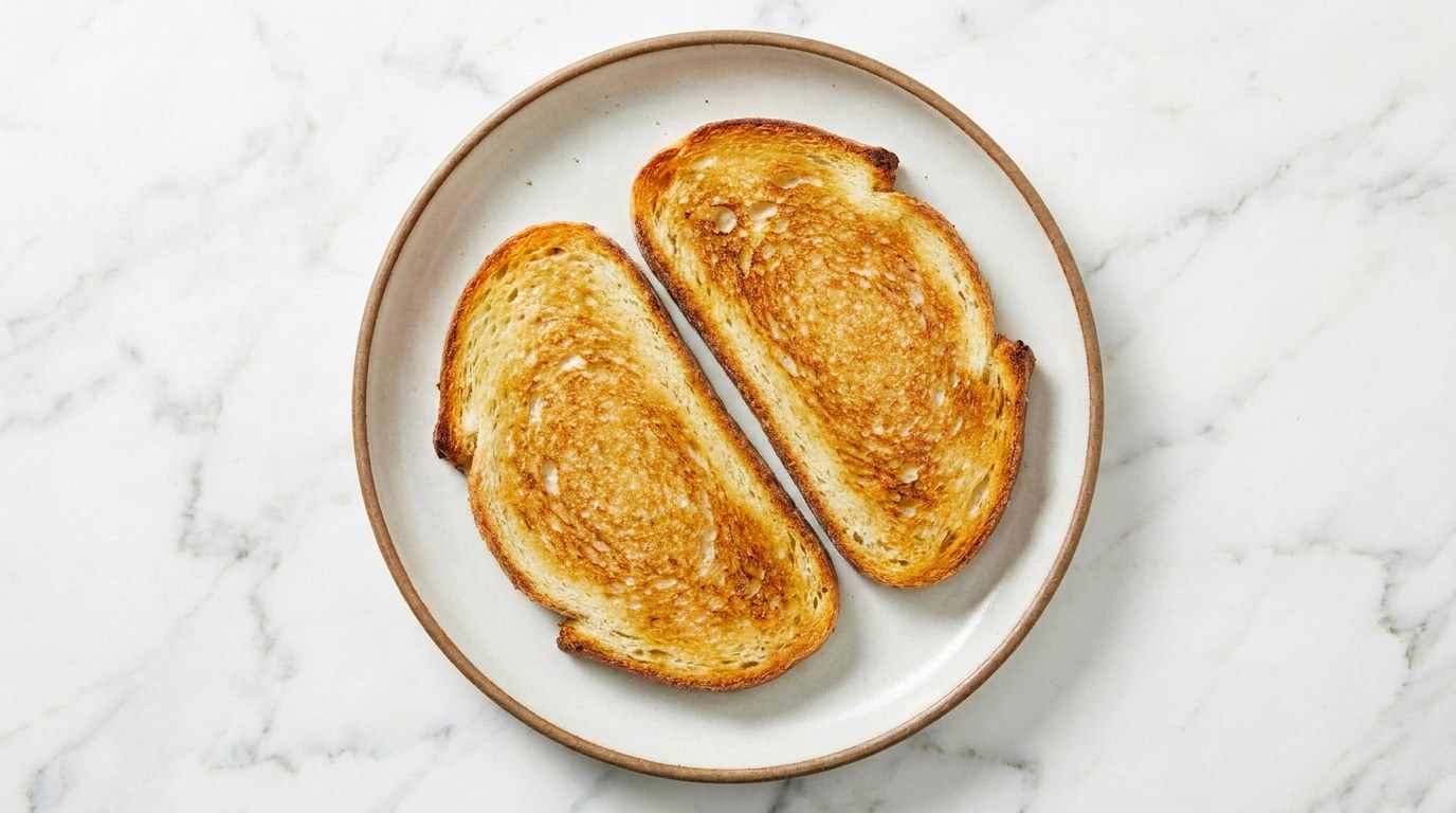 Stap 1: Rooster de sneetjes brood en leg ze naast elkaar op een bord.