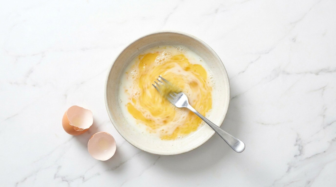Stap 1: Klop de eieren los met de melk in een diep bord.